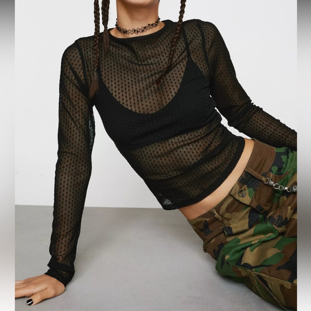 Nasty Gal Spotted Mesh Top